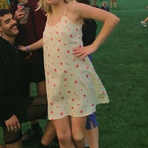 Urban Outfitters White Dress with Red Floral Pattern